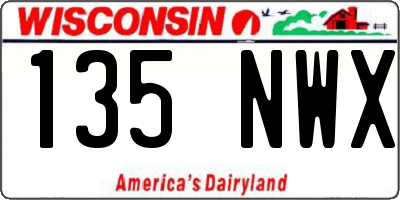 WI license plate 135NWX