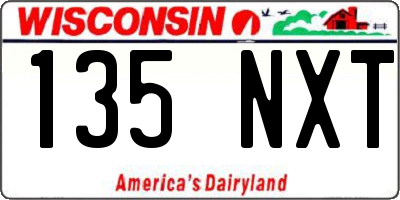 WI license plate 135NXT