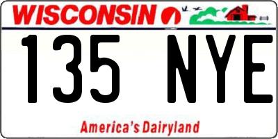 WI license plate 135NYE