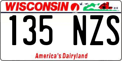 WI license plate 135NZS