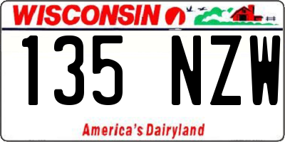 WI license plate 135NZW