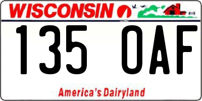 WI license plate 135OAF