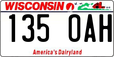 WI license plate 135OAH