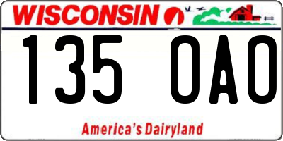 WI license plate 135OAO