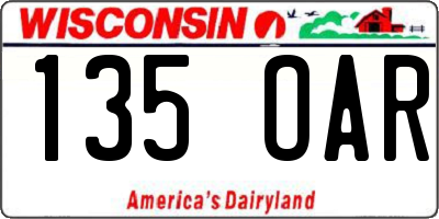 WI license plate 135OAR