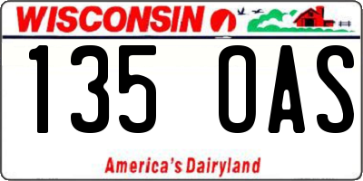 WI license plate 135OAS