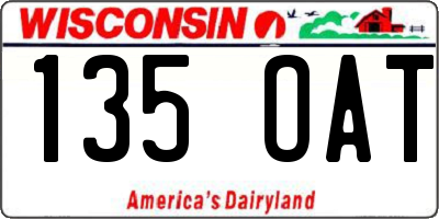 WI license plate 135OAT