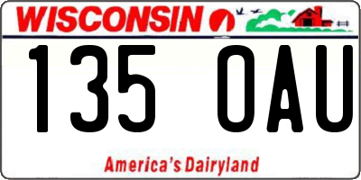 WI license plate 135OAU