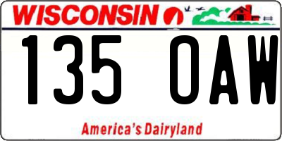 WI license plate 135OAW