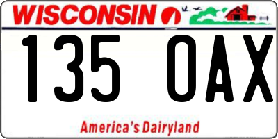 WI license plate 135OAX