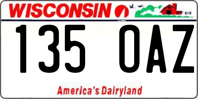 WI license plate 135OAZ
