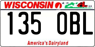 WI license plate 135OBL
