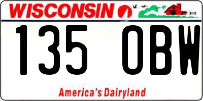 WI license plate 135OBW
