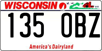 WI license plate 135OBZ