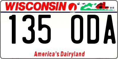WI license plate 135ODA