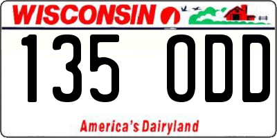 WI license plate 135ODD