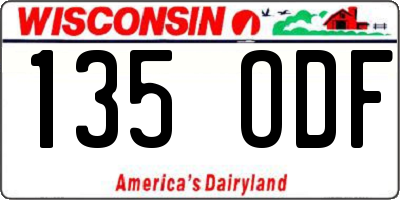 WI license plate 135ODF