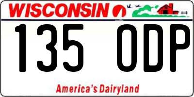 WI license plate 135ODP