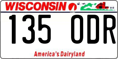WI license plate 135ODR