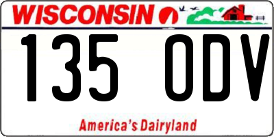 WI license plate 135ODV