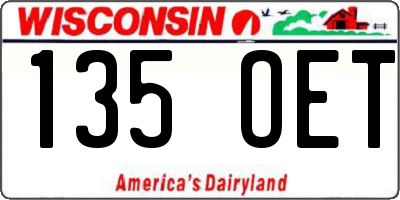 WI license plate 135OET