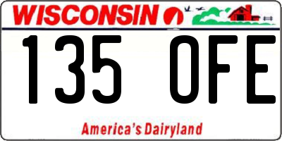 WI license plate 135OFE