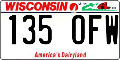 WI license plate 135OFW