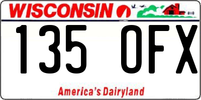 WI license plate 135OFX