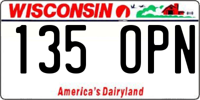 WI license plate 135OPN