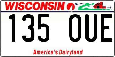 WI license plate 135OUE