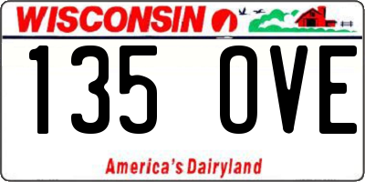 WI license plate 135OVE