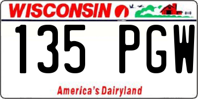 WI license plate 135PGW