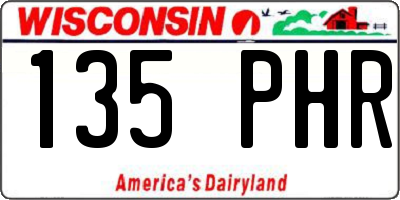 WI license plate 135PHR