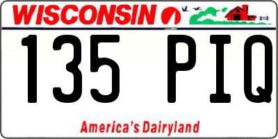 WI license plate 135PIQ