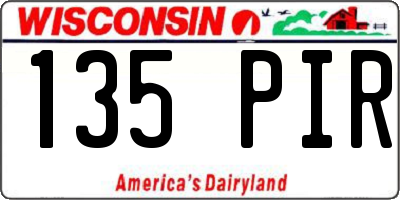 WI license plate 135PIR