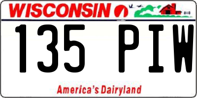 WI license plate 135PIW