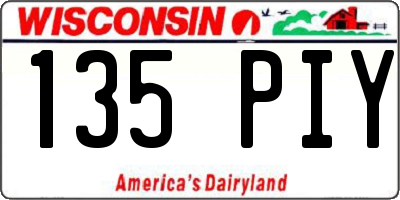 WI license plate 135PIY