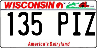WI license plate 135PIZ