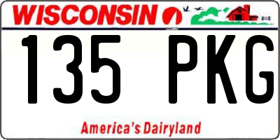 WI license plate 135PKG