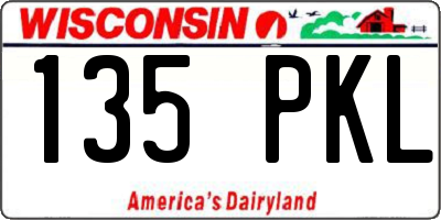 WI license plate 135PKL