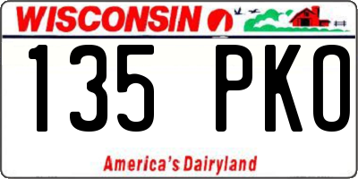 WI license plate 135PKO