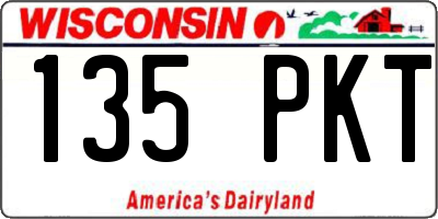WI license plate 135PKT