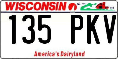 WI license plate 135PKV
