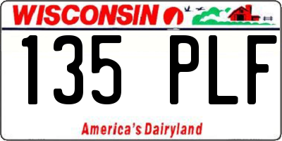 WI license plate 135PLF
