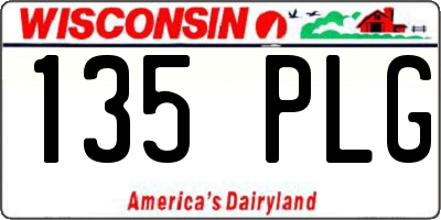 WI license plate 135PLG