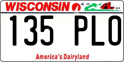 WI license plate 135PLO