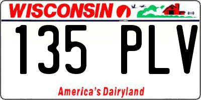WI license plate 135PLV