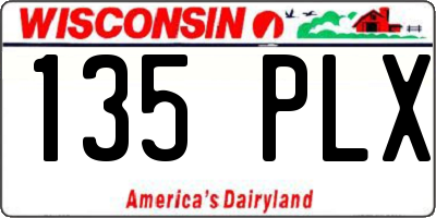 WI license plate 135PLX