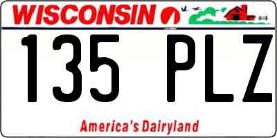 WI license plate 135PLZ