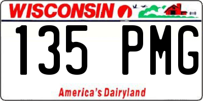 WI license plate 135PMG
